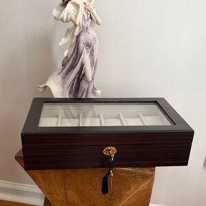 Elegant Wooden Watch Box with Glass Lid